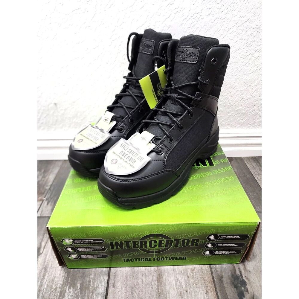 Size 10W Steel Toe Tactical Work & Safety Boots - Interceptor . New w/ Tags